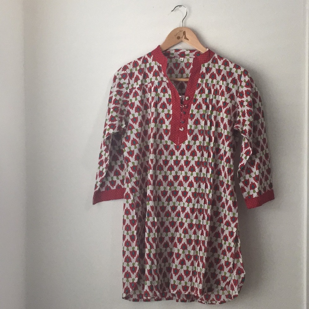 Red and White Kurta Top/ Tunic